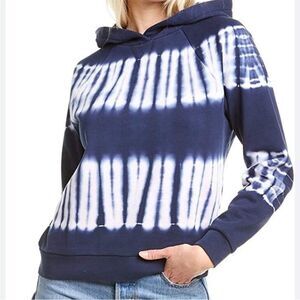 Madewell Navy and White Tie-Dye Hoodie Sweatshirt XXS